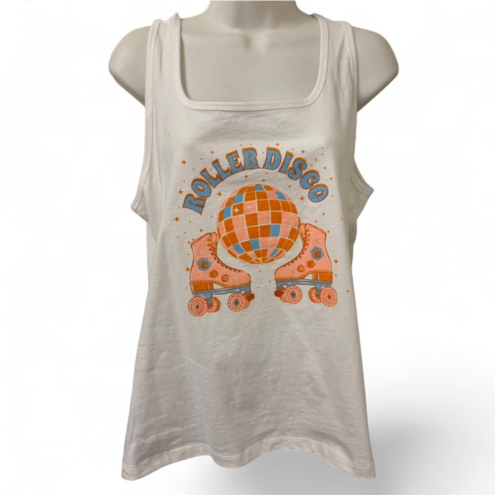 White Roller Disco Tank Top